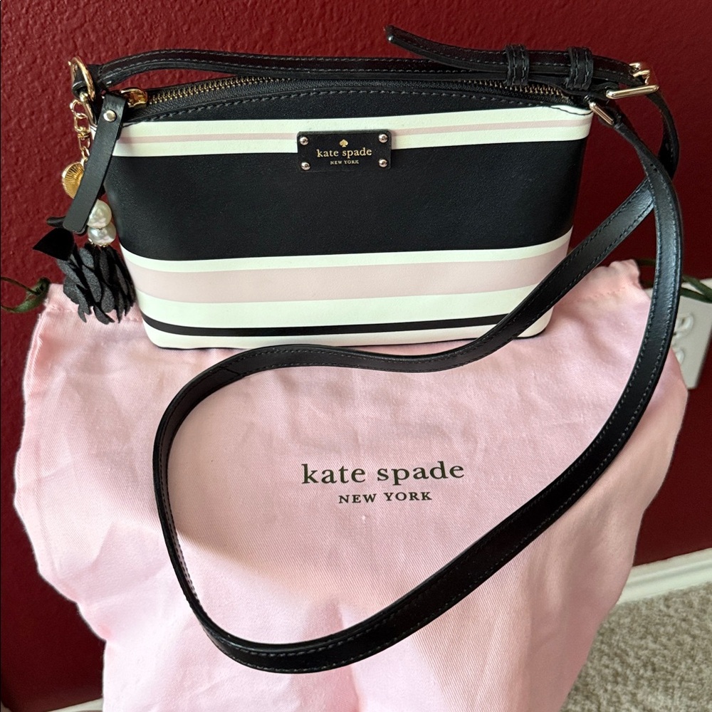 Kate Spade Mille- black/white/pink small crossbody/shoulder bag